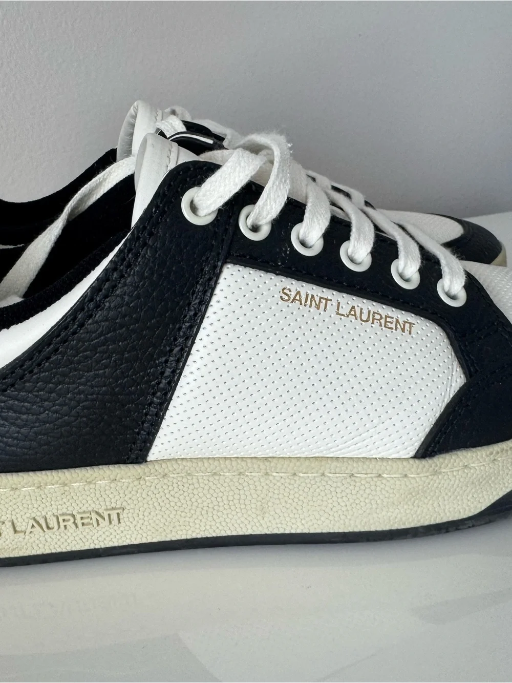 Saint Laurent Black & White Low-Top Sneakers for Women